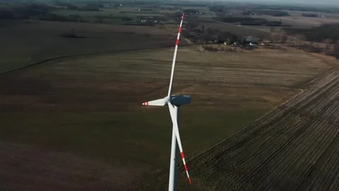 Windmill from drone point of view Stock Footage 265411384