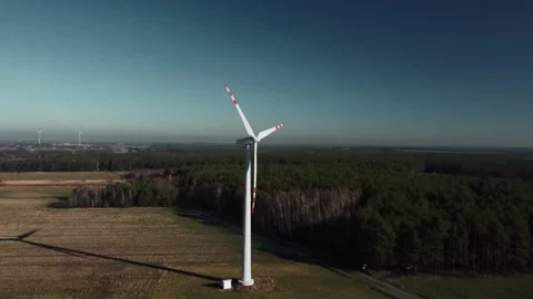 Windmill from drone point of view Stock Footage 265411491