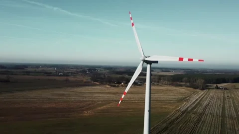 Windmill from drone point of view Stock Footage 265411590