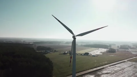 Windmill from drone point of view Stock Footage 265481949