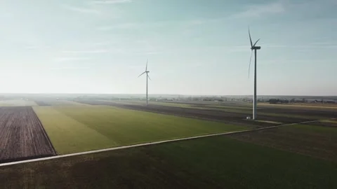 Windmill from drone point of view Video stock 265680874