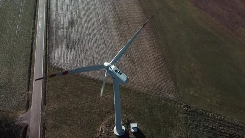 Windmill from drone point of view Stock Footage 265681131