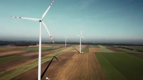 Windmill from drone point of view Stock Footage 265681257