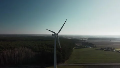 Windmill from drone point of view Stock Footage 265904789