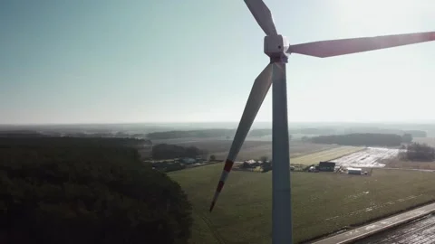 Windmill from drone point of view Stock Footage 266226911