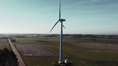 Windmill from drone point of view Stock Footage 266227083