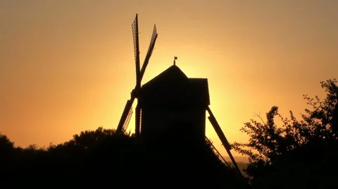 Windmill during Sunset Stock Footage 2198680