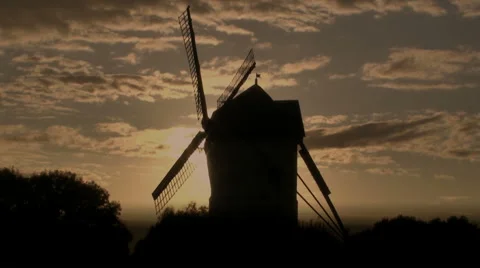 Windmill during Twilight Stock Footage 2198336