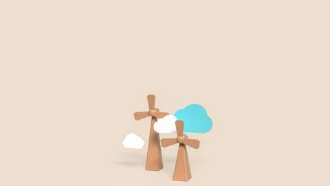 The  windmill for eco power concept 3d rendering Illustrazione stock