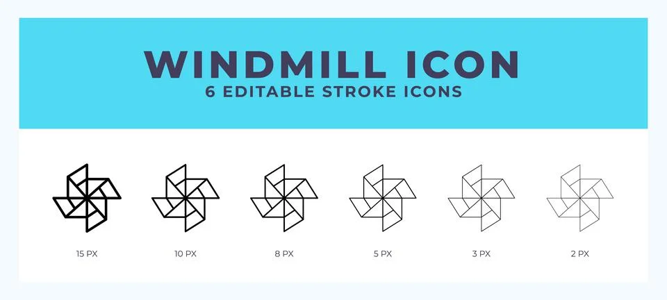 Windmill editable line icon. Vector illustration with different stroke. Stock Illustration