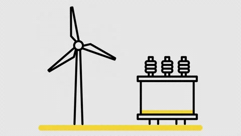 Windmill Electrical Transformer On Transparent Background Video stock 346228737