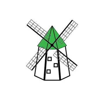 Windmill emblem Stock Illustration