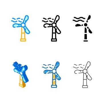 Windmill for energy generation color icon vector stylized Stock Illustration