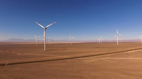Windmill Farm Atacama 13 Stock Footage 114860565