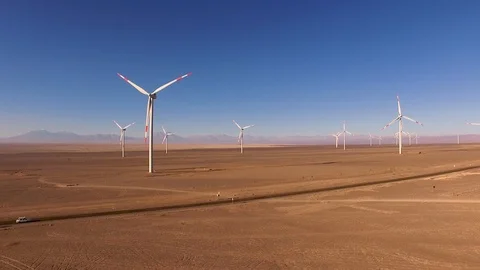 Windmill Farm Atacama 13 Stock Footage 114979458
