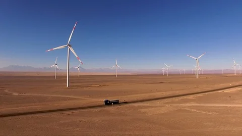 Windmill Farm Atacama 14 Stock Footage 114861085