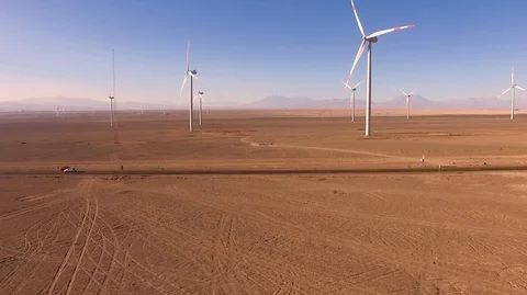 Windmill Farm Atacama 7 Stock Footage 114860721