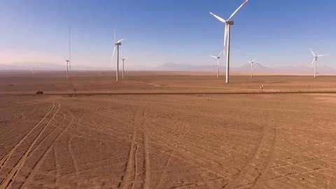 Windmill Farm Atacama 7 Stock Footage 114979710