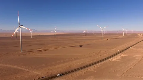Windmill Farm Atacama 8 Stock Footage 114979661