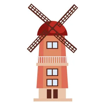 Windmill farm building Ilustración de archivo