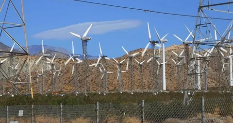 Windmill Farm Generates Energy Stock Footage 121244872