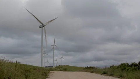 Windmill Farm on a Mountain Stock Footage 90901857