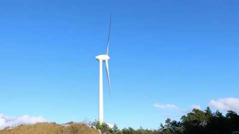Windmill farm or wind park, with high wind turbines for generation electricity Stock Footage 231991198