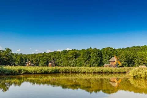 Windmill farm scene Foto stock