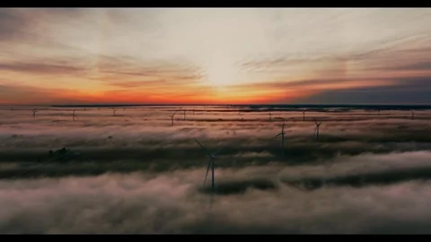Windmill Farm Sunrise Stock Footage 285972523