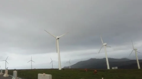 Windmill Farm. Wind Turbines. Wind Power Plant On Hilltop. Galicia,Spain Stock Footage 137972997