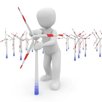 Windmill field blue Stock Illustration