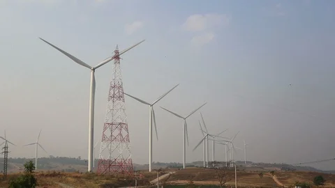 Windmill field at Khao Kho  Stock Footage 127858021