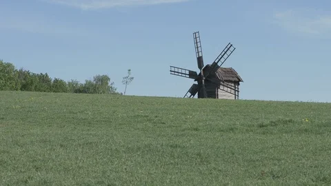 Windmill in the field | Мельница в поле Stock Footage 100558335