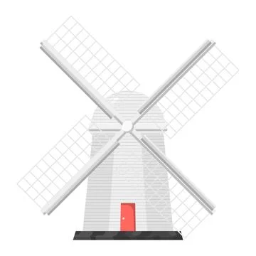 Windmill Flat Illustration. Clean Icon Design Element on Isolated White Bac.. Stock Illustration