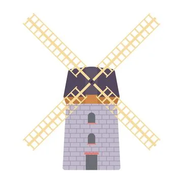 Windmill Flat Illustration. Clean Icon Design Element on Isolated White Bac.. Stock Illustration