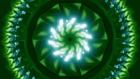 Windmill Flower 4K VJ Loop - Hypnotic Motion Background Green Stock Footage 302703838
