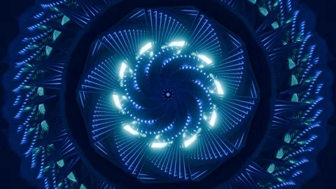 Windmill Flower 4K VJ Loop - Hypnotic Motion Background Blue Stock Footage 302703841