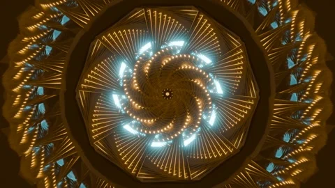 Windmill Flower 4K VJ Loop - Hypnotic Motion Background Gold Stock Footage 302703846