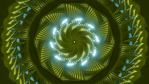 Windmill Flower 4K VJ Loop - Hypnotic Motion Background Lime Stock Footage 302703850