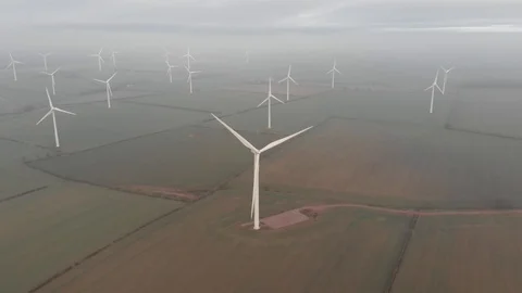 Windmill  in fog Stock Footage 113447432