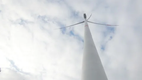 Windmill frog's-eye view future of energy production 4k Stock Footage 146754449