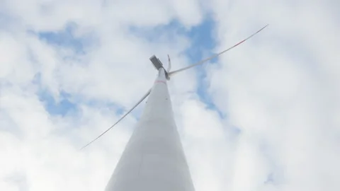 Windmill frog's-eye view future of energy production 4k Stock Footage 146755471