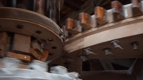 Windmill Gears Working Properly And Turning Swiftly. -closeup shot Stock Footage 128280954