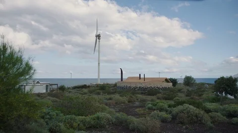 Windmill generate energy and clouds Stock Footage 75875379