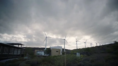 Windmill generate energy and clouds Stock Footage 75876797