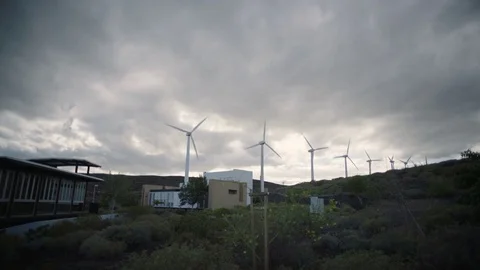Windmill generate energy and clouds Stock Footage 75877149