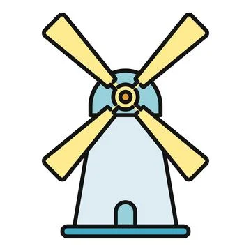 Windmill generating clean renewable wind energy icon Stock Illustration