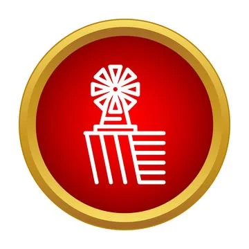 Windmill generating renewable energy in agricultural field icon Stock Illustration