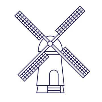 Windmill geometric illustration isolated on background Illustrazione stock
