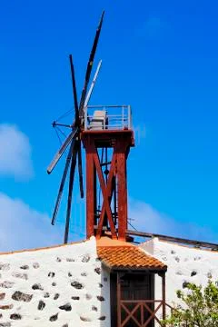 Windmill on gomera Stock Photos